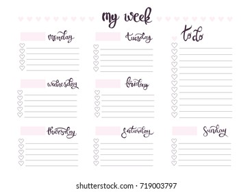 weekly planner blank template