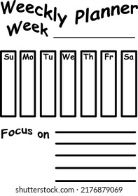 Weekly planner, blank template. Vector digital planner illustration design new