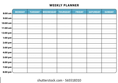 Weekly Planner. Blue Vector Schedule. II