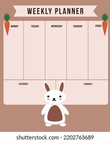 Weekly planner with Bunny and Carrot
