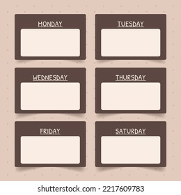 Weekly Planner Cards, Vintage style blank note cards to plan your daily study or work schedule, good to use as sticky notes, cards, stickers, digital note-taking, reminders, etc.