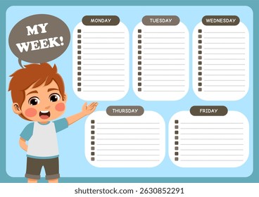weekly planner with children's illustrations. suitable for making weekly schedules