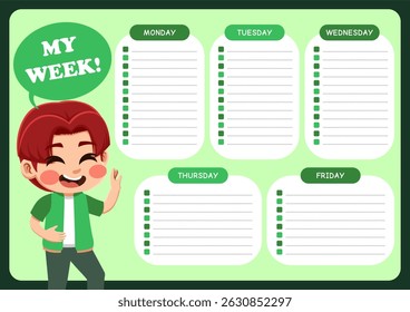 weekly planner with children's illustrations. suitable for making weekly schedules