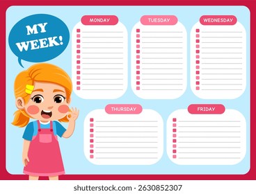 weekly planner with children's illustrations. suitable for making weekly schedules