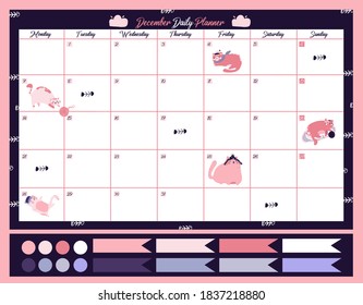 weekly planner christmas cats cute themed scandinavian style 