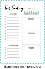 Weekly planner with cute design - hearts and handwritten cute phrase. Vector graphic illustration.