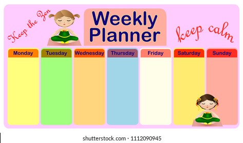Weekly planner. Cute page for notes. Notebooks,decals, diary, school accessories.