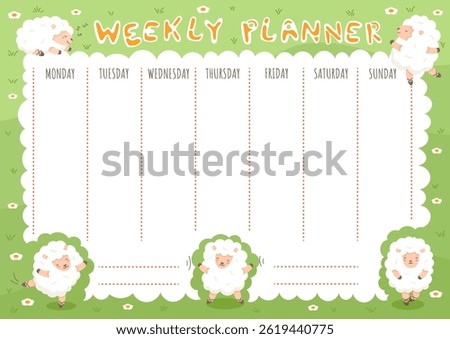 Weekly planner with cute sheep.