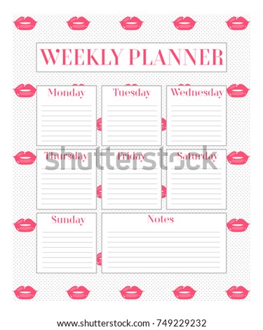 Weekly Planner Day-to-day Printable Webpages Notebooks Inventory Vector photograph relating to Printable Notebooks known as Weekly Planner Day by day Printable Internet pages Notebooks Inventory Vector