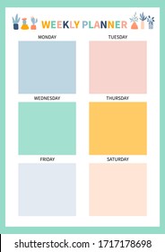 Weekly planner for diary, organiser, notebook. Printable A4 planner. Vector Illustration. 
