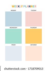 Planificador semanal para diario, organizador, portátil. Planner A4 impreso. Ilustración vectorial. 

