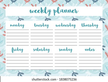 Weekly Planner Diary Organiser Notebook Printable Stock Vector (Royalty ...