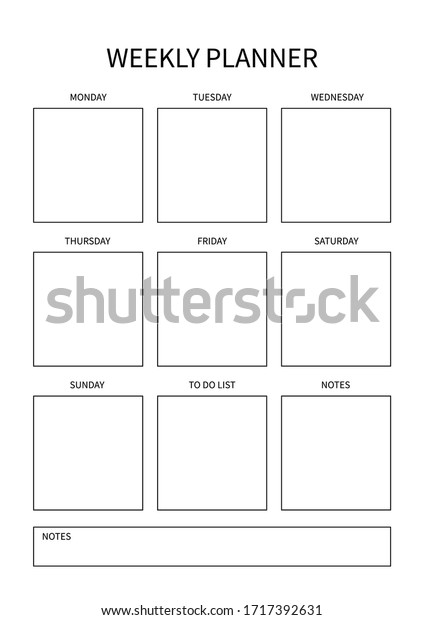 Weekly Planner Diary Organiser Notebook Printable Stock Vector (Royalty ...