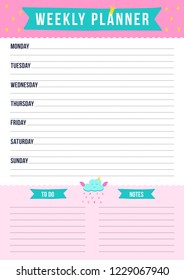 Weekly Planner Do List Cartoon Cloud Stock Vector (Royalty Free ...