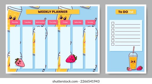 Weekly planner and To Do list with strawberries.