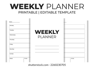 Weekly Planner Editable Kdp Interior