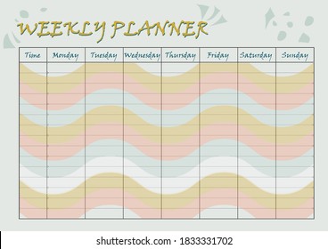 Weekly planner for goals and tasks in landscape view. Schedule for fifteen things to do every day in vector.
