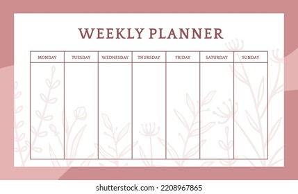 weekly planner hand drawn template vector