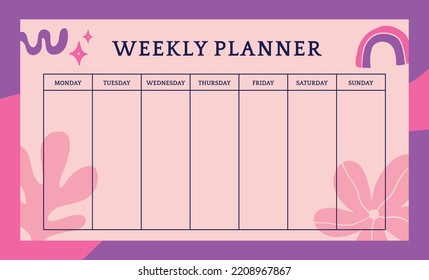 weekly planner hand drawn template vector