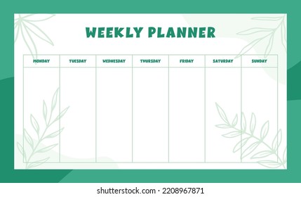 weekly planner hand drawn template vector