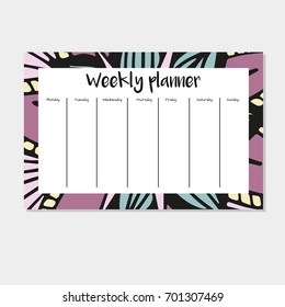 Weekly Planner in Indian Style with Mandala Pattern. Perfect for Print, Template, to do list. Vector isolated illustration