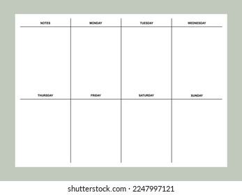 Weekly planner isolated on background. Vector illustration