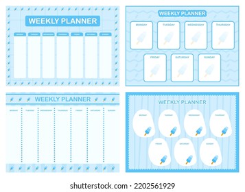 Weekly planner, kids schedule design template