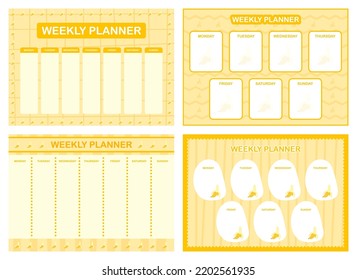 Weekly planner, kids schedule design template