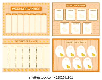 Weekly planner, kids schedule design template