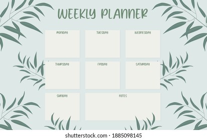 weekly planner, with a leaf theme. eps 10