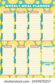 Weekly planner with lemon pattern. Template for meal planning