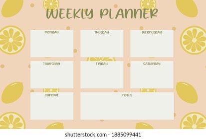 weekly planner, with a lemon wedge theme. eps 10