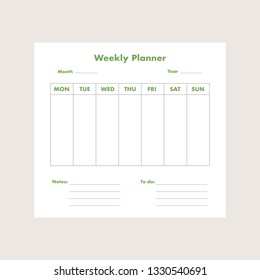 Weekly planner list background. Vector eps10 illustration