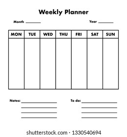 Weekly planner list background. Vector eps10 illustration