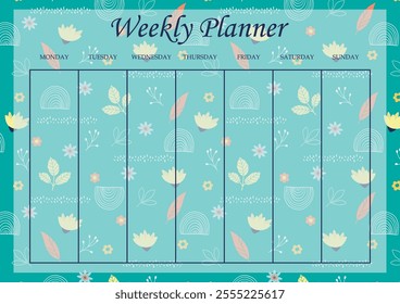 Weekly planner list worksheet design template. Blank printable goal setting sheet