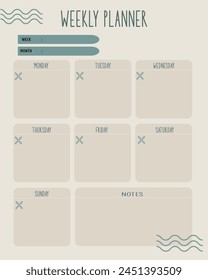 weekly planner, minimalist design, simple organizer