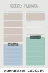 weekly planner minimalistic for diary notebook week tracker