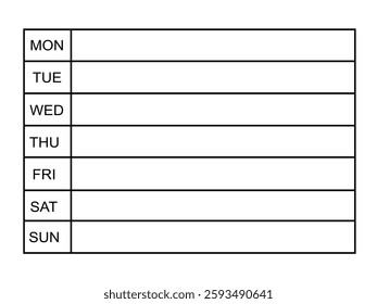 Weekly Planner, modern business organizer, Weekly Chart. Vector Illustration.