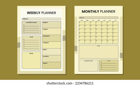 weekly planner and monthly planner template