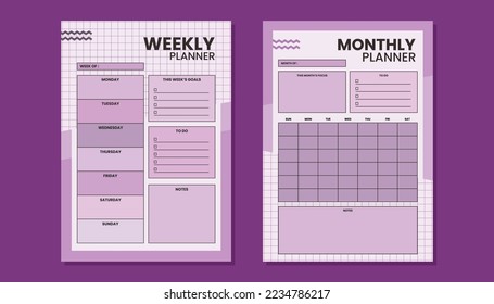 weekly planner and monthly planner template