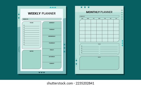 planner semanal y plantilla de planificador mensual