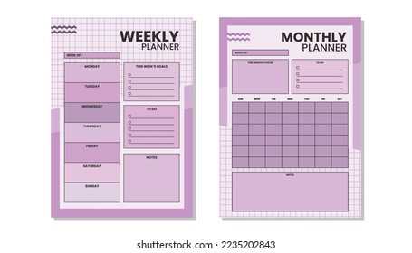planner semanal y plantilla de planificador mensual