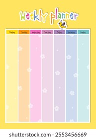 Weekly planner. Note paper, Notes, to do list. Organiser planner template. Note paper
