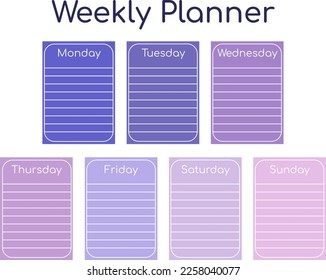 Weekly planner, notebook, notepad, template. Planner with a minimalistic design for home, business, office, kids.