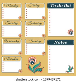 
weekly planner with notes and tasks