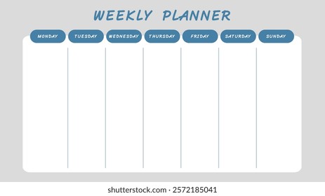 Weekly Planner on gray background, Flat Modern design , illustration Vector EPS 10