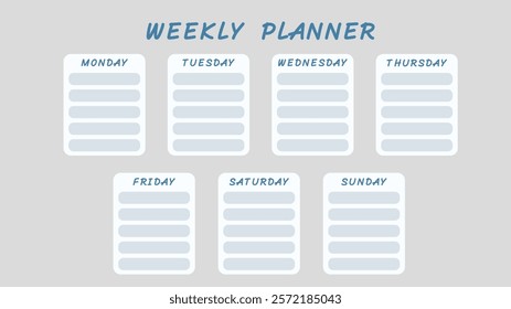 Weekly Planner on gray background, Flat Modern design , illustration Vector EPS 10