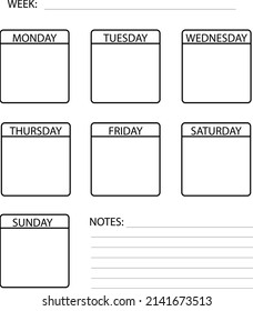 weekly planner on white background. minimalist planner sign. flat style.