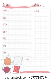 maquillaje de páginas de impresión de planificador semanal