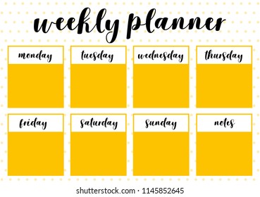 Weekly planner, printable page for note book .